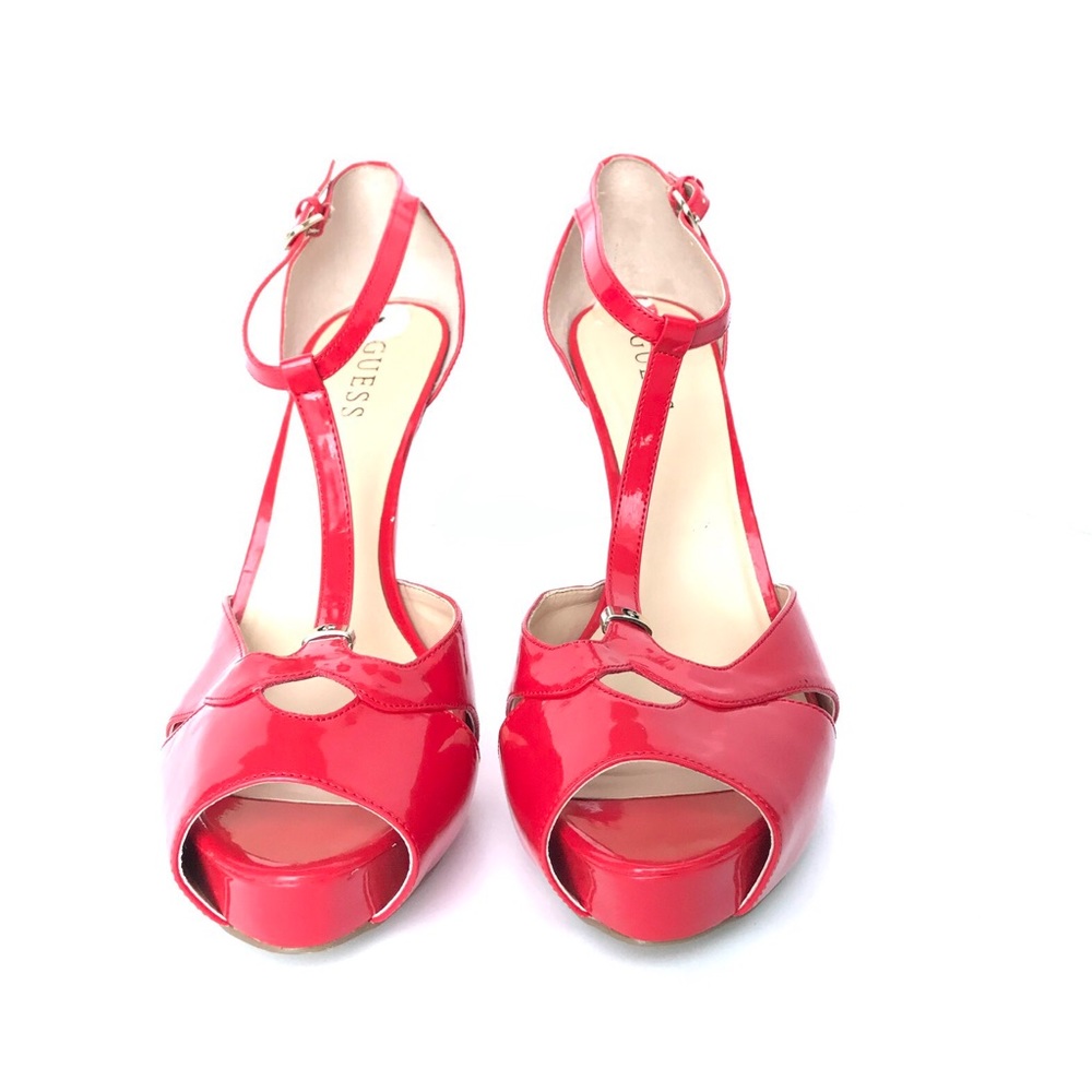 Red Glossy Guess Open toe heels